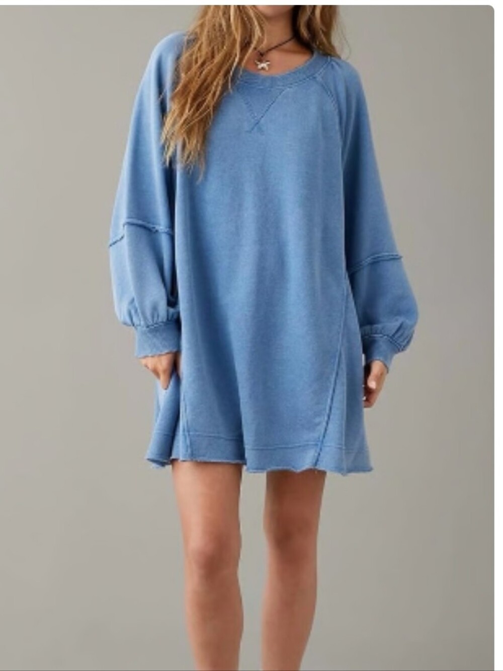 American Eagle Outfitters Light Blue Oversized Sweatshirt Dress Size Small